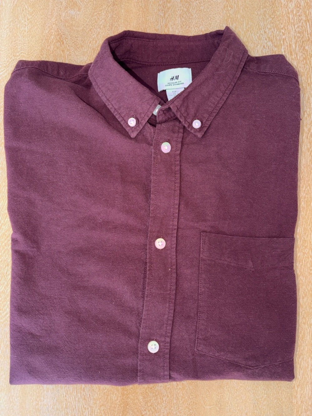H&M Men's Button-Down Shirt in Deep Burgundy